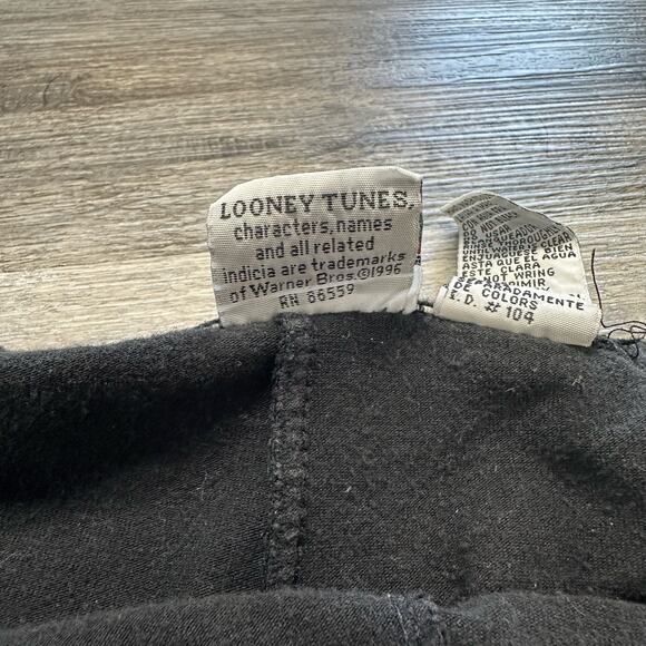 Vintage 90s Looney Tunes Tweety's Gym Black Womens M Stretch Booty Shorts Sweats - Picture 5 of 10